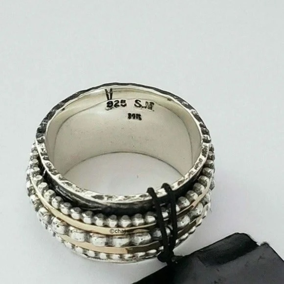 Paz Creations Jewelry - Paz Creations 14K Yellow Gold & Sterling Silver Spinning Ring 7